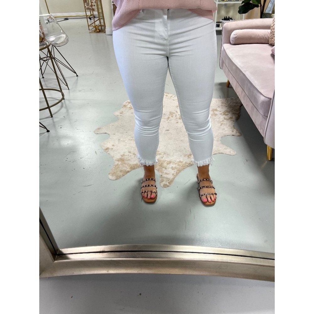 White Fray Hem Jeans
